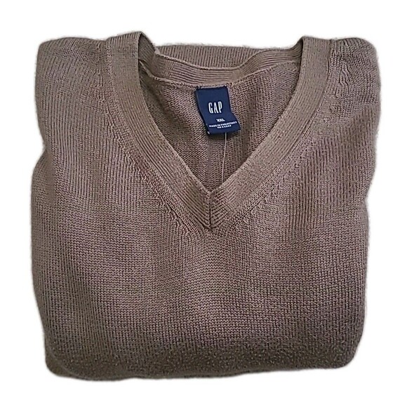 Vtg Gap Sweater Mens XXL Brown V-neck  Preppy Lightweight Career Casual Y2K - Picture 2 of 15